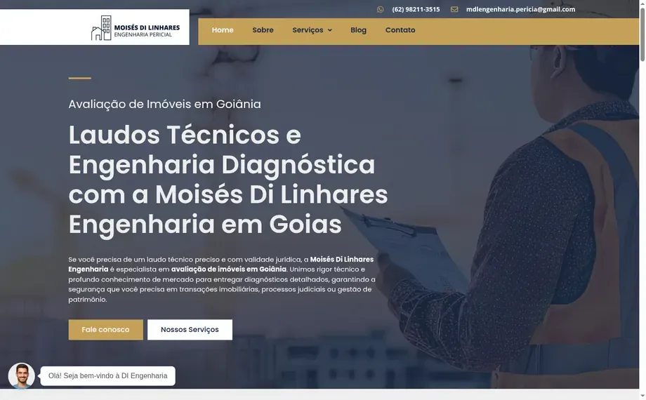 Prévia do site da Moisés Di Linhares Engenharia