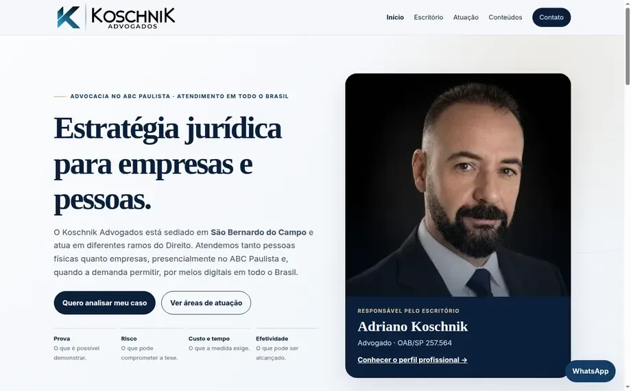 Prévia do site do escritório Koschnik Advogados
